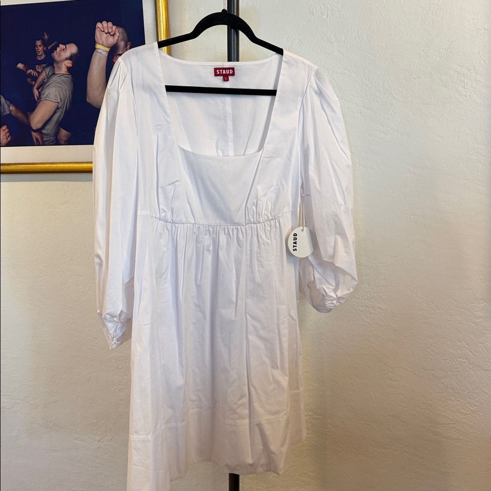 Staud Sophie White Puff Sleeve Dress
